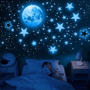 Eryi-1049 Pièces Autocollants Lumineux Lumineuses Stickers Murals Stickers Muraux Enfants Lune Etoiles Phosphorescente Autocollant Mural Bebe Garcon Fille Enfant Chambres Plafond Décoration - Neuf