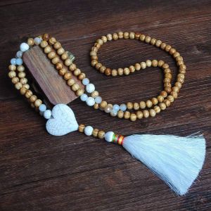 Kal-Collier Pour Femme Avec Pendentif Pompon - Longue Chaîne En Perles En Bois - Style Rétro - Style Bohémien - Multicolore - 81 Cm - Neuf