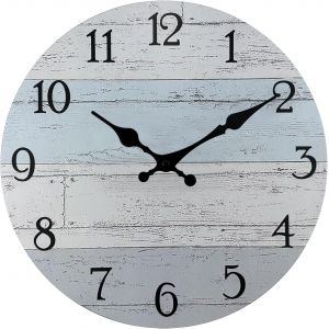 FCHHK-Horloge Murale en Bois de 30cm Horloge Murale sans Cadre avec Mouvement à Quartz Silencieux- Horloge Village Rural de Style Minimaliste Moderne Décoration pour Salon - Neuf