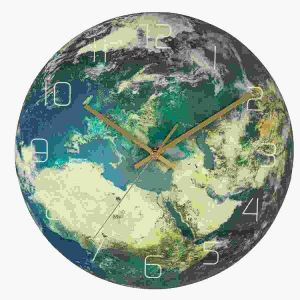Horloge murale lumineuse 3D avec continents terrestres, d&eacute;coration silencieuse pour la maison - Neuf