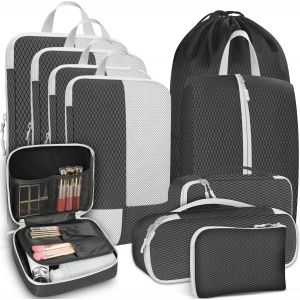 Organisateur Val , Lot De 10 Cubes D'emballage Pour Val , Sac Rangement Val V&ecirc;tements, Organisateur De Voyage Pour Voyage Imperm&eacute;able, Packing Cubes Compression Pour V&ecirc;tements, Noir - Neuf