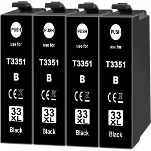 4X 33XL Noir Cartouche d'encre Compatibles avec Epson 33XL BK 33 XL pour Epson Expression Premium XP-530 XP-540 XP-7100 XP-900 XP-630 XP-635 XP-640 XP-645 XP-830 - Neuf