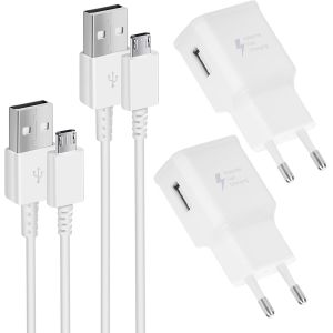 Kalanka-2-Pack Chargeurs Usb Avec Câble Micro-Usb Chargeur Rapide Compatible Avec Samsung Galaxy S7 S6 Edge/S5/S4/S3/Note 4/5/A03/J7/J5/J3/Tab A 7.0, Lg, Kindle, Ps4, Chargeur Téléphone Adaptateur Se - Neuf