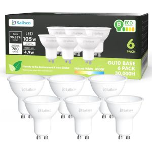 Kalanka-Classe B Ampoule Gu10 Led Blanc,4.9w &iquest;&iquest;Quivalent 105w,780lm 4000k Ampoule Led Gu10 Blanc Neutre,110&iexcl;&Atilde; Angle Du Faisceau,Non-Dimmable,Lot De 6 - Neuf