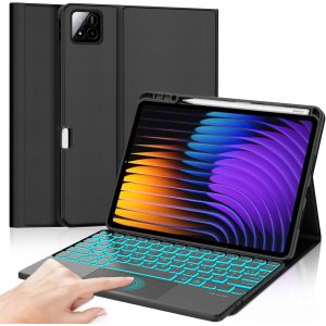 Clavier Xiaomi Pad 7/7 Pro 11.2"" 2025 Avec Trackpad, Coque Clavier Xiaomi Pad 7 Avec Touchpad, Eclairage 7 Couleurs, Rechargeable Clavier Azerty Détachable Pour Xiaomi Pad 7/7 Pro 11.2"" 2025, Noir - Neuf