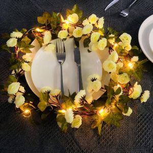 KAL-Guirlande Lumineuse À Suspendre Rose Fleur Vis Plantes Lumières Décoratives Guirlande Rose Lumières À Batterie Pour Fête De Maison Saint Valentin Fête Mère Proposition Mariage Noël Décoration (2 - Neuf