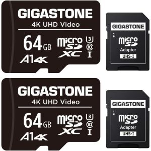 Kalanka-Carte Mémoire 64 Go Lot De 2 Cartes, Compatible Avec Gopro Drone Caméra Tablette Samsung Sony, Haute Vitesse Pour 4k Uhd Vidéo, A1 U3 C10 Carte Micro Sdxc Avec Mini Étui Et Adaptateur Sd.-Kalanka - Neuf