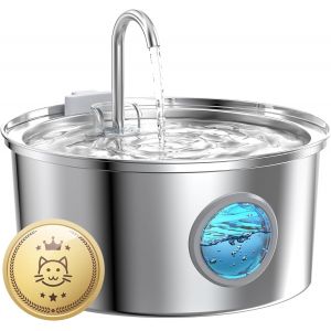 Fontaine A Eau Chat Inox: 2,2l Fontaine À Eau Pour Chat - Distributeur Chien Automatique - Silencieux Distributeur Chien - Gardez L¿Eau Propre - Avec Un Ensemble De Filtre - Neuf