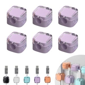 WQD-6 Pack Magnetic Cable Clips, Organisateur de Câble Bureau Magnétique Auto-adhésif Support de Câble Convient pour le Bureau, Table de Nuit, Câble de Charge, HDMI, USB (Violet) - Neuf