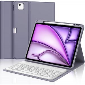 Coque Clavier pour iPad Air 13"" (M3/M2) 2025/2024, AZERTY Fran&ccedil;ais Clavier Magn&eacute;tique D&eacute;tachable Bluetooth pour iPad Air 13 Pouces M2/M3 2024/2025, Violet - Neuf