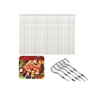 Brochettes de barbecue en acier inoxydable de 30 cm - Lot de 50 b&acirc;tonnets de kebab r&eacute;utilisables pour grillades - Neuf
