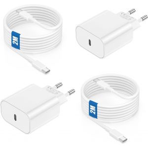 JGD-2Pack Chargeur Rapide iPhone 16/15 avec Cable USB C 2m, Chargeur USB Type C Original 20W avec c&acirc;ble USB C vers C 2M pour Apple iPhone 16/15/Plus/Pro/Max, iPad Pro 12.9, 11 inch/Mini, MacBook Pro/ - Neuf