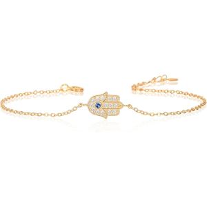 Bracelet Argent 925 Pour Femme En En Main De Fatma, Bracelet Khamsa Serti De Pierres En Zirconia Pour Femme Et Jeune Fille, Bracelet Femme Argent, Or Jaune Ou Or Rose - Neuf