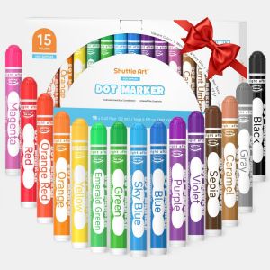 JEXNOVASHOP-Dot Marqueur &agrave; Point Lavable,15 Couleurs Dot Marker, Feutre Enfant Non Toxique, Bingo Dabber pour Cr&eacute;ation, Activit&eacute; Cr&eacute;ative pour Enfants Education Pr&eacute;coce - Neuf