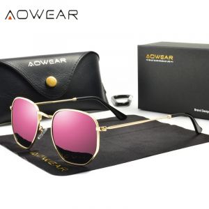 Lunettes De Soleil Femme Hexagonales Polarisee Hd, Modele: Rose - Neuf