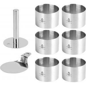 Jexnovashop-6 Pi&egrave;ces Cercle A Patisserie Avec Presse Et Spatule, Anneau &Agrave; G&acirc;teau En Acier Inoxydable, Riz, L&eacute;gumes, Tartare En Plat Plaque De Formation, Anneaux &Agrave; Dessert Patisserie - Neuf