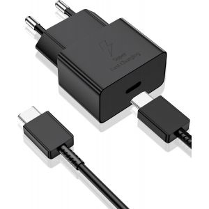 JGD-25W Chargeur USB C Secteur Charge Rapide pour Samsung Galaxy S26 A17 A16 A56 A36 A26 A55 A35 S25 Edge S24 S23 S22 S21 S20 Ultra S10 S9 A06 Z Flip 7,Prise Secteur USBC Adapteur avec 1m C&acirc;ble USB C - Neuf