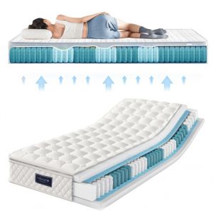 WF307675AAA, matelas &agrave; ressorts en mousse refoul&eacute;e de 160x200 cm, dot&eacute; d'un rev&ecirc;tement en mousse froide &agrave; 7 zones, de ressorts individuellement emball&eacute;s, d'une couverture en fibre ultra-fine quilt&eacute;e - Neuf