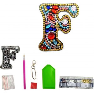 Lettres F Diy Diamant Peinture Porte-Clés Rétro Diamond Painting Porte-Clés Double Face En Acrylique Diy Art Strass Peinture Kits Pour Pendentif Sac Décor Broche - Neuf