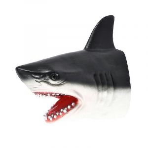 Grand requin blanc marionnettes à main Gants de tête d'animal en caoutchouc souple Modèles de simulation Jouets pour enfants - Neuf