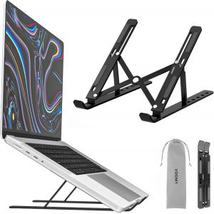 KAL-Support Ordinateur Portable, Support Pc Portable À 6 Niveaux Réglables, Rehausseur Ordinateur Portable, Compatible Avec Tous Les Ordinateurs Portables Et Tablettes De 9 À 16"", Noir - Neuf