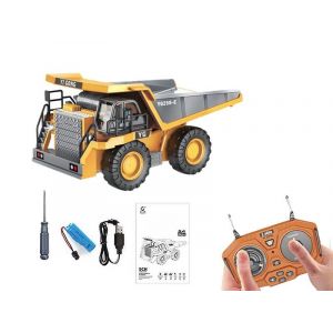 Camion-benne t&eacute;l&eacute;command&eacute; avec lumi&egrave;res et sons pour enfants - Neuf