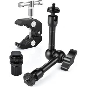 Bras Articule Magic de 7 Pouces, Bras Moniteur Magique Bras Friction Reglable avec Pince à Crabe +Hot Shoe Kit Vis pour Trépied DSLR Photographie Vidéo Caméra Lumière LED Flash Ecran LCD¿ - Neuf