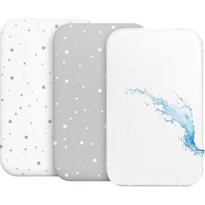 Tianyi-Drap Housse Cododo (Set De 2) + 1 Protège Matelas Impermeable Avec Elastique - 3-En-1 - Taille 55x90 Cm - Compatible Avec Berceaux, Lit Matelas Cododo Bebe - Pour Fille Et Garçon - Motif Gris - Neuf