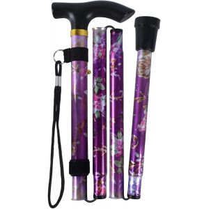 B&acirc;tons De Marche Pliable Aluminium,Fleurs &Agrave; Motifs Canne De Randonn&eacute;e R&eacute;glable,L&eacute;ger Voyage Baton Poign&eacute;e Ergonomique Antid&eacute;rapante Pour Femmes Hommes.[Q165] - Neuf