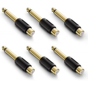 MEVRONISSHOP-Lot de 6 Adaptateur Audio 6,35mm Mono Plug M&acirc;le vers RCA Femelle - Neuf