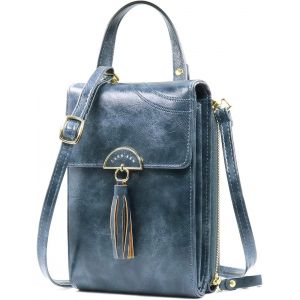 Petit Sac Bandoulière Femme Rétro PU Cuir Sac Téléphone Portable Femmes Portefeuille avec Emplacement Pour Carte, Mini Sac à Main avec Bandoulière réglable et Nombreuses Poches (noir) - Neuf