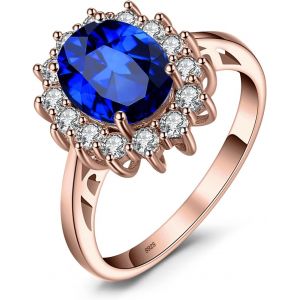 Kal-Diana Princesse Kate Middletonu Bague Naturelle Pierre Améthyste Péridot Grenat Citrine Topaze Pour Femme, Argent 925 Plaqué Or Jaune Or Rose, Vintage Ensemble Parure De Bijoux Cadeau - Neuf