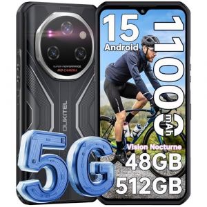 OUKITEL WP55 Pro 5G T&eacute;l&eacute;phone Portable Incassable,48Go+512Go noir - Neuf