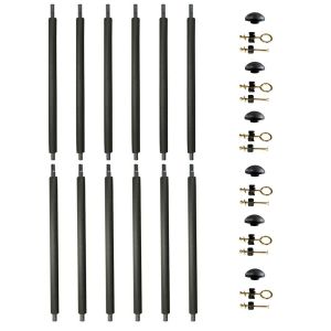 Lot De 6 Poteaux De Filet De Sécurité Ø25mm Pour Trampolines Avec Mousse, Visserie Et Capuchon (Longueur Totale 215cm) - Neuf