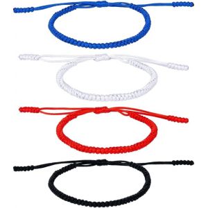 Kal-4 Pcs De 4 Couleurs Bracelets En Corde Tress&eacute;e &Agrave; La Main Bracelets Bouddhistes Bracelets Porte Bonheur Tib&eacute;tains Bracelets En Nylon R&eacute;glables Braceletd'amiti&eacute; De Protection Pour Hommes - Neuf