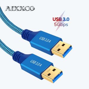 AOUR-AIXXCO USB vers USB c&acirc;ble d'extension Type A m&acirc;le &agrave; m&acirc;le USB 3.0 2.0 Extender pour radiateur disque dur TV Box USB 3.0 c&acirc;ble d'extension-0.3m - Neuf