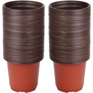 TEPPE-Pot de Fleur Petit, 100PCS Plastique Réutilisables Pot semis/Godets Semis,Ronds Pots Plantes/Pot de Repiquage/Pot de Culture pour la Plantation Intérieure et Extérieure,10cm - Neuf