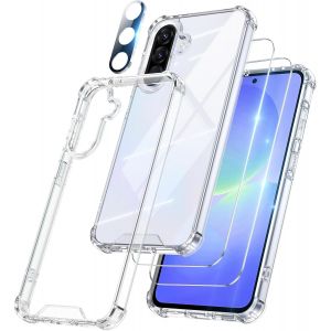 4 En 1 Coque Pour Samsung Galaxy A36 5g Avec 2 Verre Tremp&eacute; Et 1 Cam&eacute;ra Protecteur, [Coussin D'air Int&eacute;gr&eacute;] Antichoc Antirayures Pc Protection Housse Pour Samsung A36 5g, Transparent - Neuf
