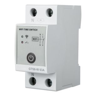 VornixorSarlshop-Programmateur Intelligent WiFi, GTS8-W AC220V Commutateur de Contr&ocirc;le Horloge Modulaire de T&eacute;l&eacute;commande Domestique Intelligent Compatible avec TUYA APP(2P-63A) - Neuf
