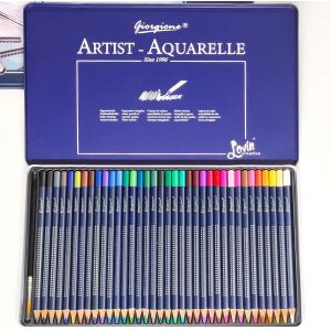 Kalanka-Lot De 36 Crayons Aquarelle Avec Brosse Dans Une Bo&icirc;te En M&eacute;tal Portable - Set De Crayons De Couleur Aquarelle Pour M&eacute;lange, Couches Et Aquarelle - Set De Dessin Professionnel Pour Artistes, - Neuf