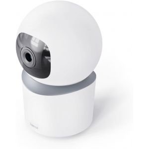 lbgwp60-Caméra Surveillance Wifi Intérieure Sans Fil (Caméra 355° Connectée, Détection Mouvement, 1080P, Enregist. Microsd, Son 2 Voies, Vision Nuit, Compatible Alexa/Google, Pour Bébé/Animaux) Blanc - Neuf