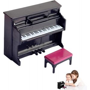 KALANKA-Piano de pour Maison de Poupée,1:12 Ensemble d'instruments de Musique Miniatures pour Maison de poupée - Piano Noir avec Chaise, Accessoires complets, décorations pour Maison de poupée - Neuf