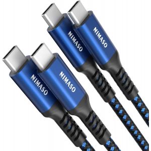 CHENG-C&acirc;ble USB C vers USB C[2M+2M/Lot de 2],C&acirc;ble USB Type C 60W 3A Charge Rapide Nylon Tress&eacute; pour GalaxyS21 Ultra S20 S10 S9 A70 Note10, Huawei,Google Pixel 3a 4XL,iPad Pro 2021 2018,MacBook Pro - Neuf