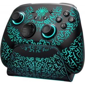 Manette Switch 2 Avec Charge Station, Manette Switch 2 Pro Sans Fil Compatible Avec Nintendo Switch 2/Oled, Bluetooth Switch 2 Pro Controller Avec Effet Hall/7 Couleurs Led/Turbo - Mineur Noir - Neuf