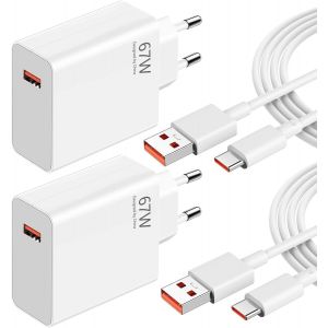 2-Pack 67W Chargeur Rapide Usb Pour Redmi Note 15 14 13 12 11 10 Pro 5G,Chargeur Turbo Avec 6A C&acirc;ble Usb C Pour Xiaomi Redmi 14/13/12/11 Ultra/12 Lite/12X,Poco M6 X6 X5 X4 Pro,13/1[CHA8221041] - Neuf