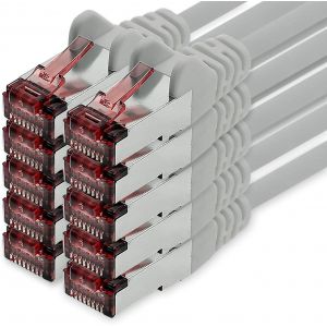 KAL-Câble Réseau Cat.6 0,25M Gris - 10 X Câble Ethernet Lankabel Cat6 Câble Réseau Lan Sftp Pimf Patch Cable 1000 Mbit S - Neuf