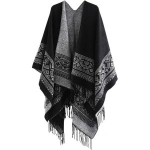Poncho Châle Élégant Chaleureux Ouvert À Carré Automne Hiver Femme - Neuf