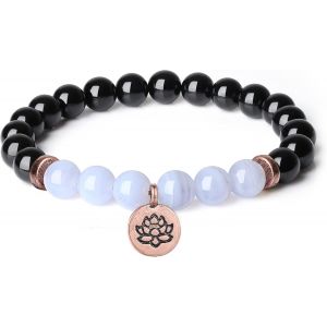Women's Lotus Flower Stone Charm Bracelet - Neuf