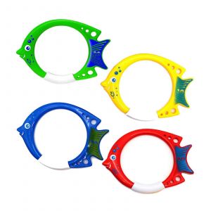 Lot de 4 jouets aquatiques pour piscine, pour gar&ccedil;ons et filles, jeux sous-marins et entra&icirc;nement &agrave; la plong&eacute;e, jouets de plong&eacute;e pour enfants, anneaux de plong&eacute;e sous-marine-3 - Neuf