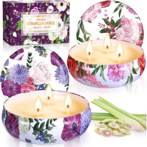 Kyaoayo-Bougie Citronnelle Extérieur & Intérieur 2 Pièces Bougie Exterieur Jardin 12,5 Oz 100% Cire De Soja Naturel Bougies Bougie Citronnelle, Bougies Citronnelle Pour Jardin, Camping - Neuf